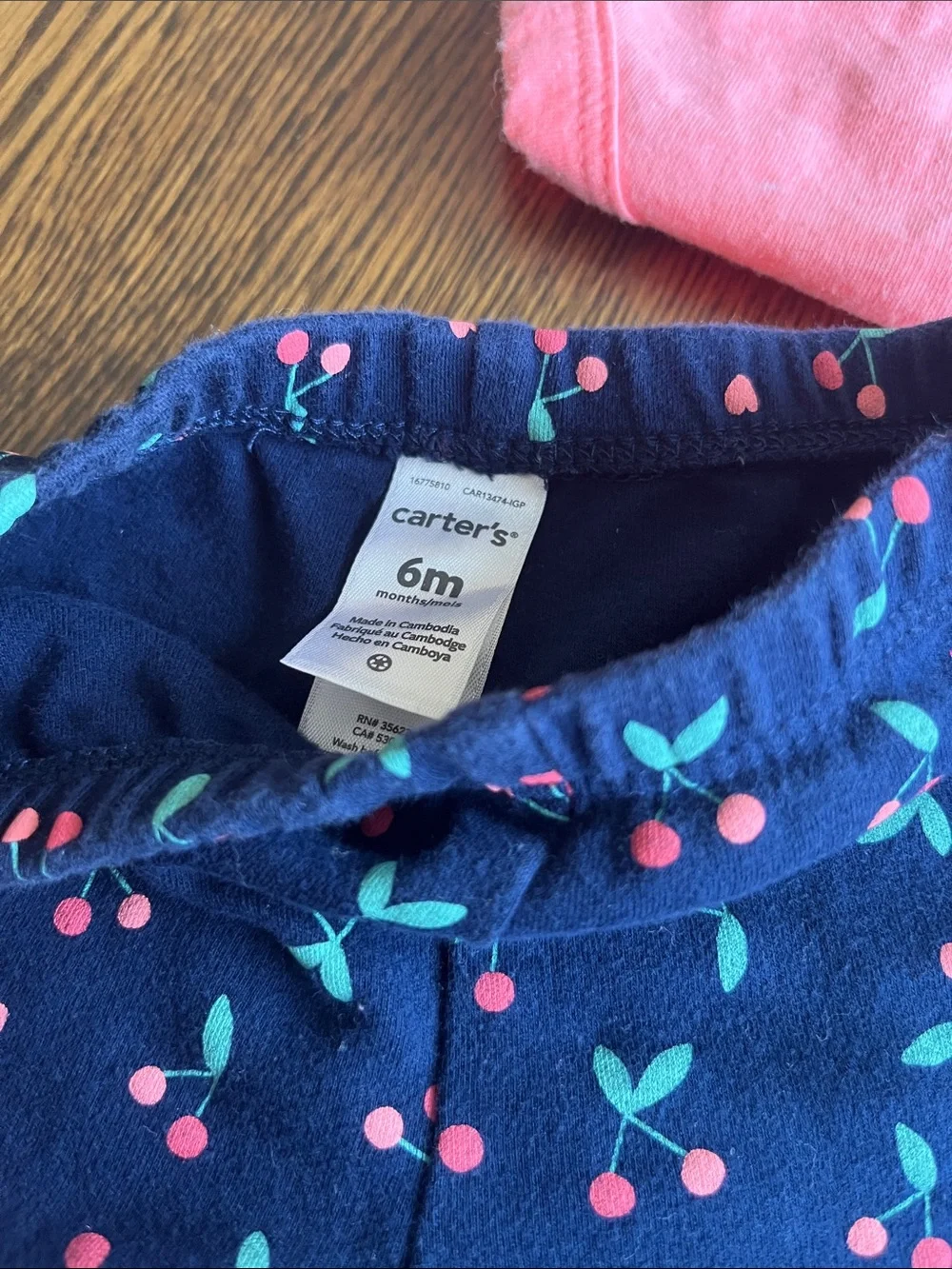 Carter's Pink 'Super Sweet' Top with Navy Cherry-Print Pants
